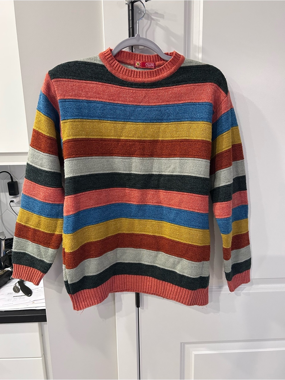 Vintage Deekay Oswell Exclusive Multicolor Striped Crewneck Sweater Retro Cozy